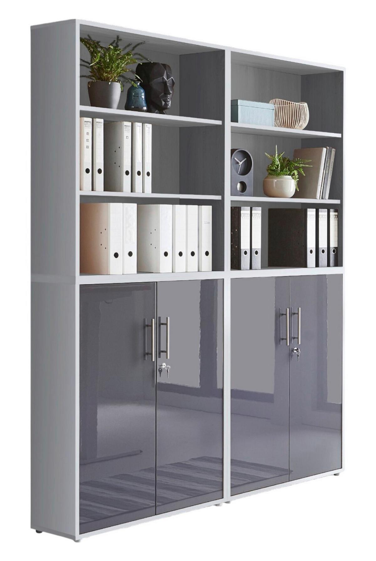 Office Edition B: 168,8 cm Grau/Anthrazit - Anthrazit Hochglanz/Grau, MODERN, Holzwerkstoff (168,8/227,2/33cm) - MID.YOU