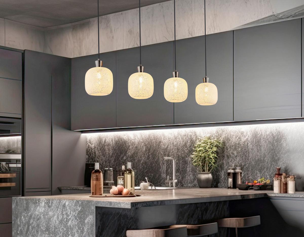 Hängeleuchte Exkl. 4xe14, 40w - Klar/Schwarzchrom, Design, Glas/Kunststoff (106/16/120cm) - Globo