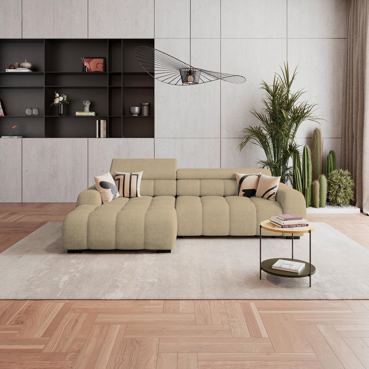 Ecksofa Fargo S Taupe, B: 168cm - Taupe/Schwarz, Trend, Textil (168/285cm)