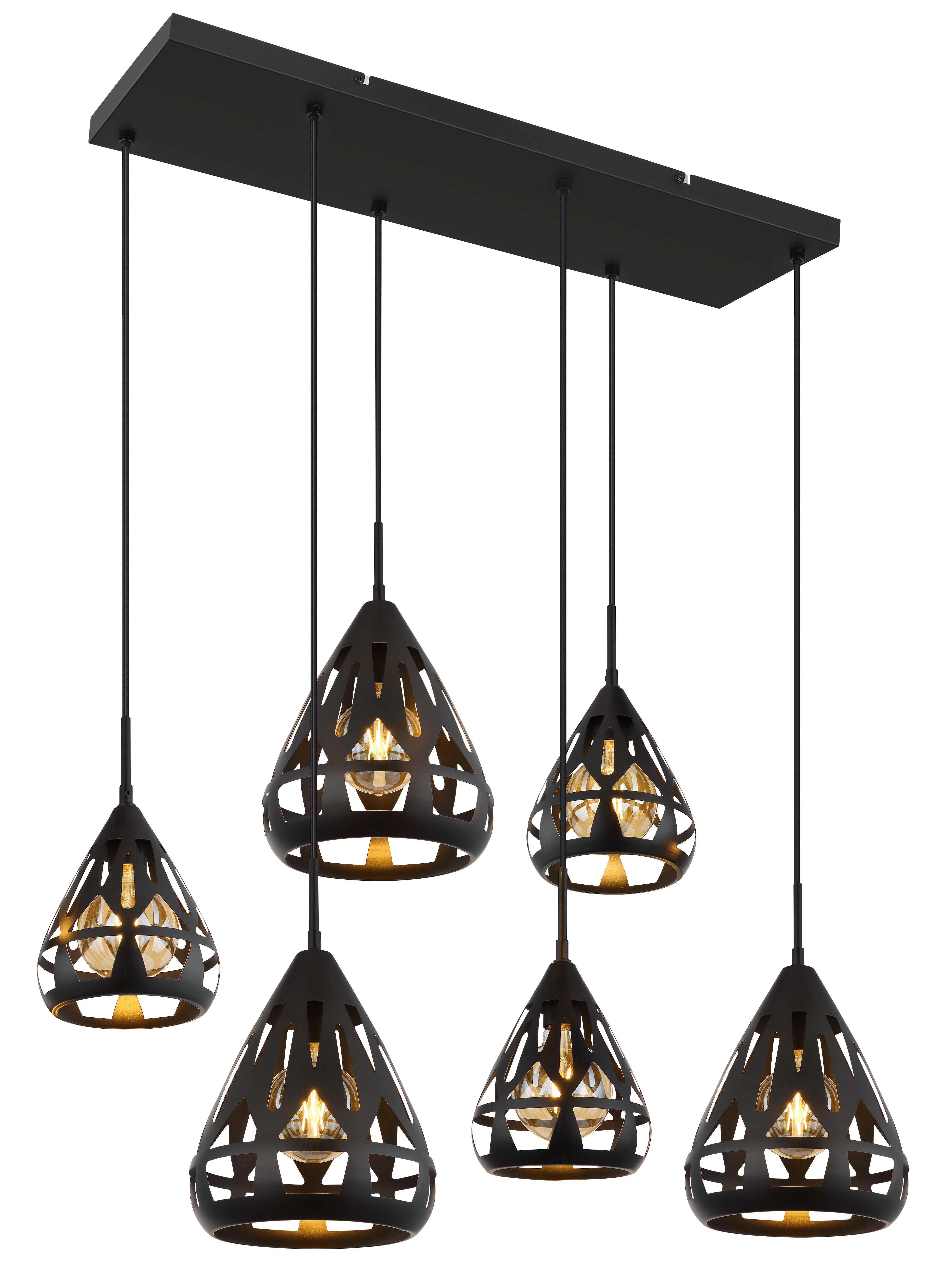 Hängeleuchte 15889-6h - Schwarz, Basics, Kunststoff/Metall (90/43/120cm) - Globo