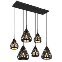 Hängeleuchte 15889-6h - Schwarz, Basics, Kunststoff/Metall (90/43/120cm) - Globo