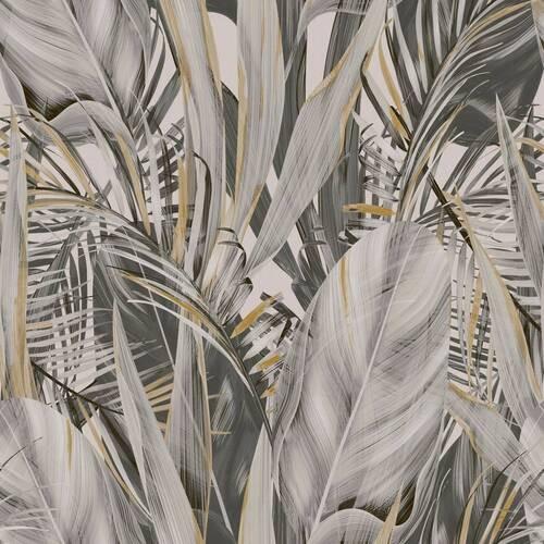 Vliestapete Tropen, Grau - Grau, Basics, Papier/Kunststoff (52/1005cm)