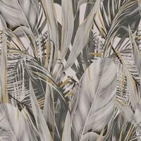 Vliestapete Tropen, Grau - Grau, Basics, Papier/Kunststoff (52/1005cm)