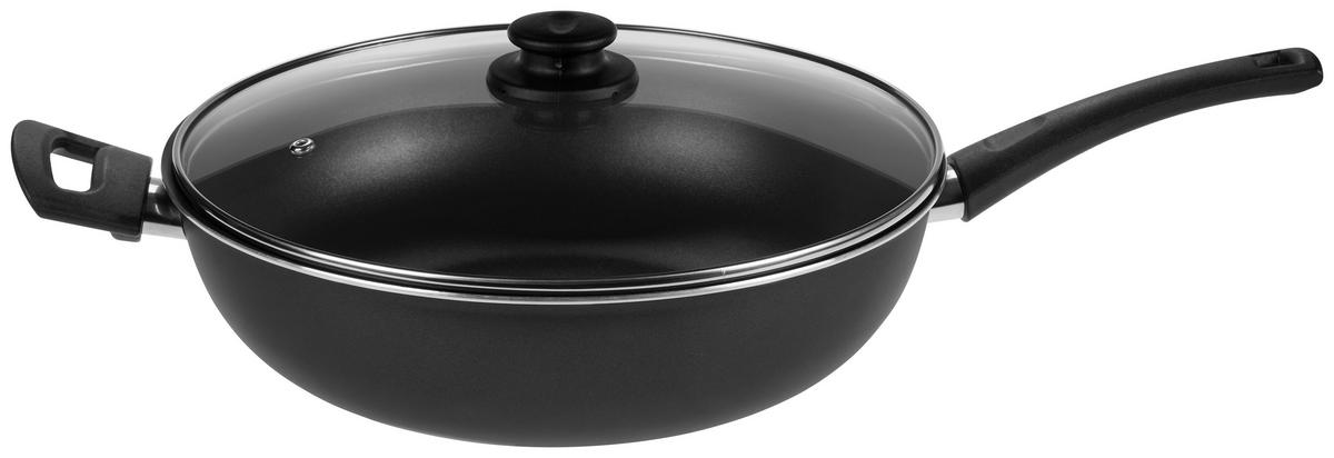 Bratpfanne Matilda D: ca. 32 cm Aluminium - Klar/Schwarz, MODERN, Glas/Kunststoff (32cm) - Luca Bessoni