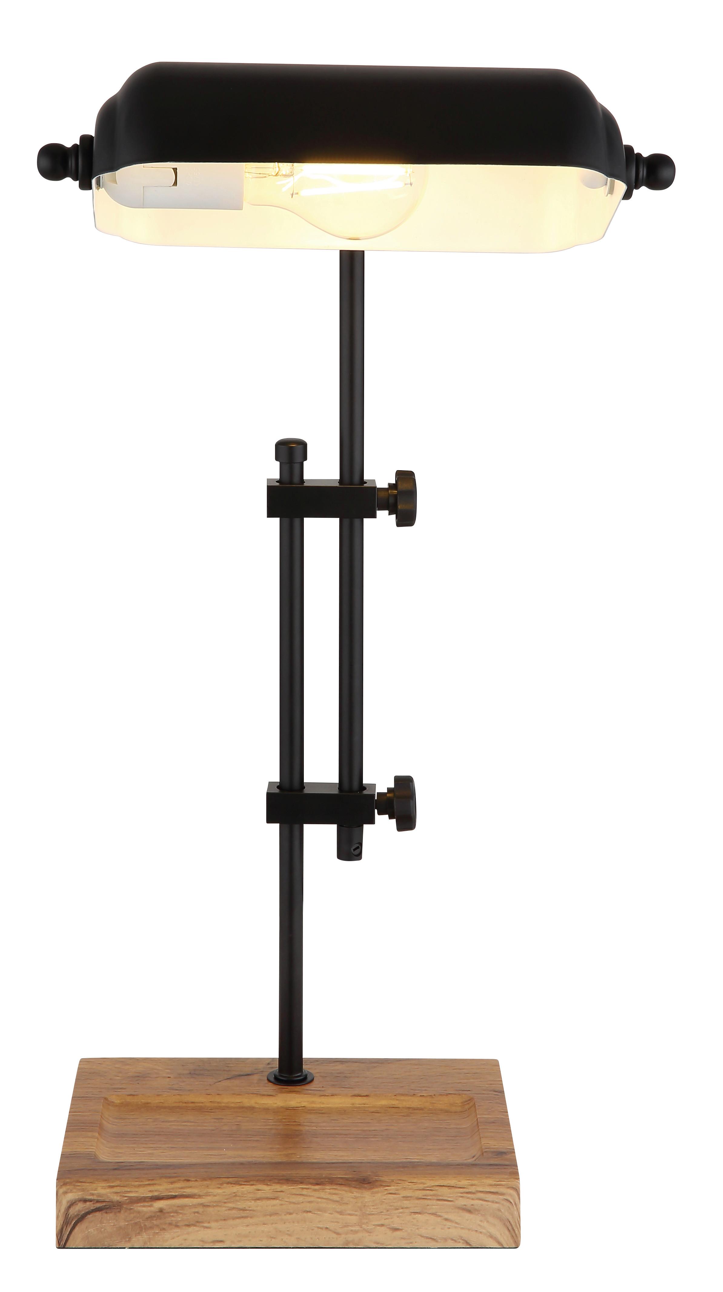 Tischleuchte 24918 - Dunkelbraun/Schwarz, Natur, Holzwerkstoff/Metall (26,5/18,2/50cm) - Globo