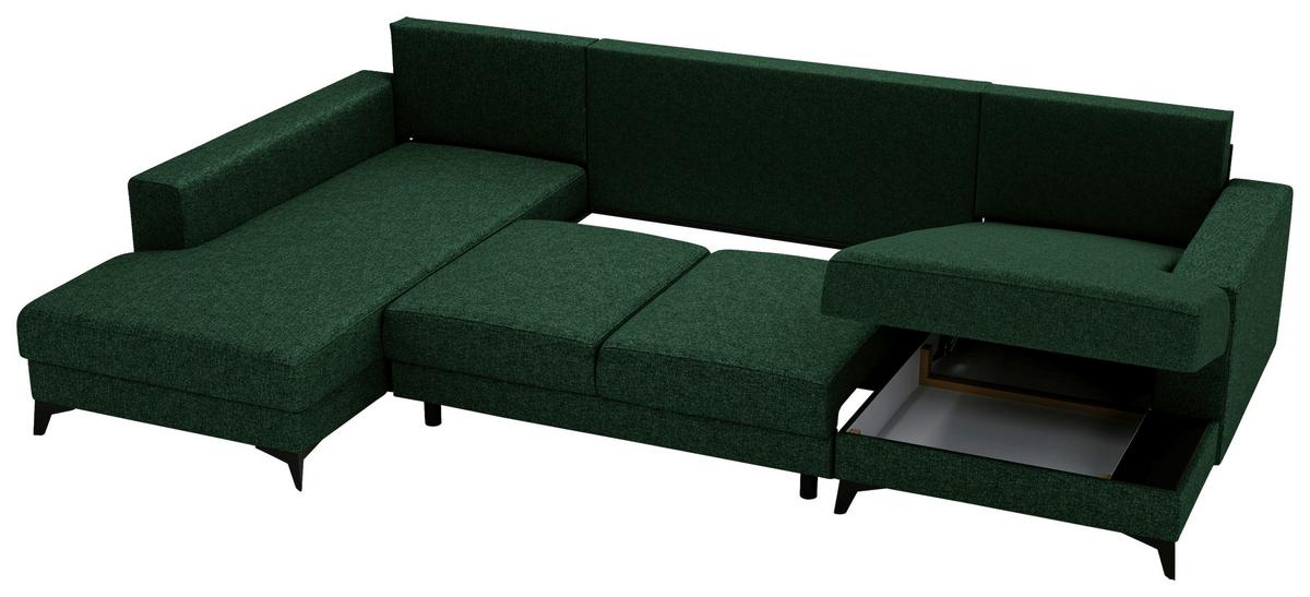 Harvey Grün U: 190x339x156 Cm - Schwarz/Grün, Design, Textil (190/339/156cm) - Livetastic