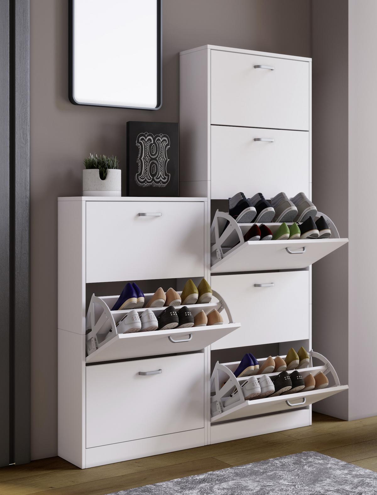Botník Sipos XL š: 59 cm bílý - bílá/barvy nerez oceli, Konvenční, kompozitní dřevo/plast (59/170/22cm) - MID.YOU