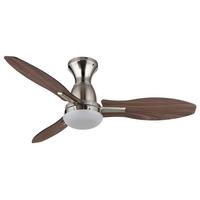 Deckenventilator Gale D:107cm Opal Nickelfarben Braun - Hellbraun/Dunkelbraun, KONVENTIONELL, Holzwerkstoff/Kunststoff (107/32,5cm) - Globo