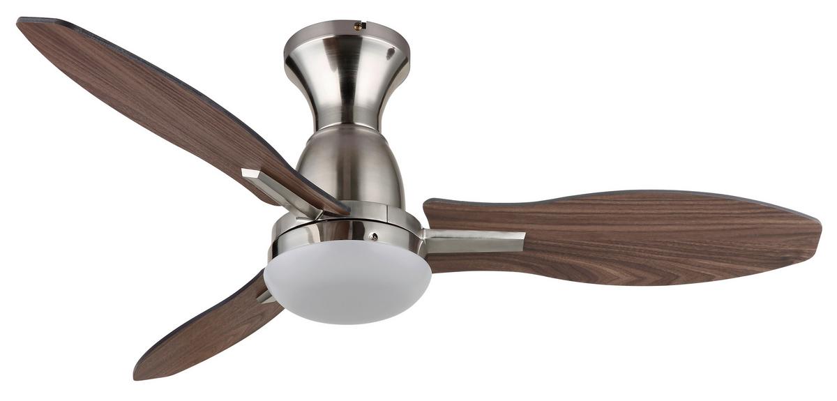 Deckenventilator Gale D:107cm Opal Nickelfarben Braun - Hellbraun/Dunkelbraun, KONVENTIONELL, Holzwerkstoff/Kunststoff (107/32,5cm) - Globo