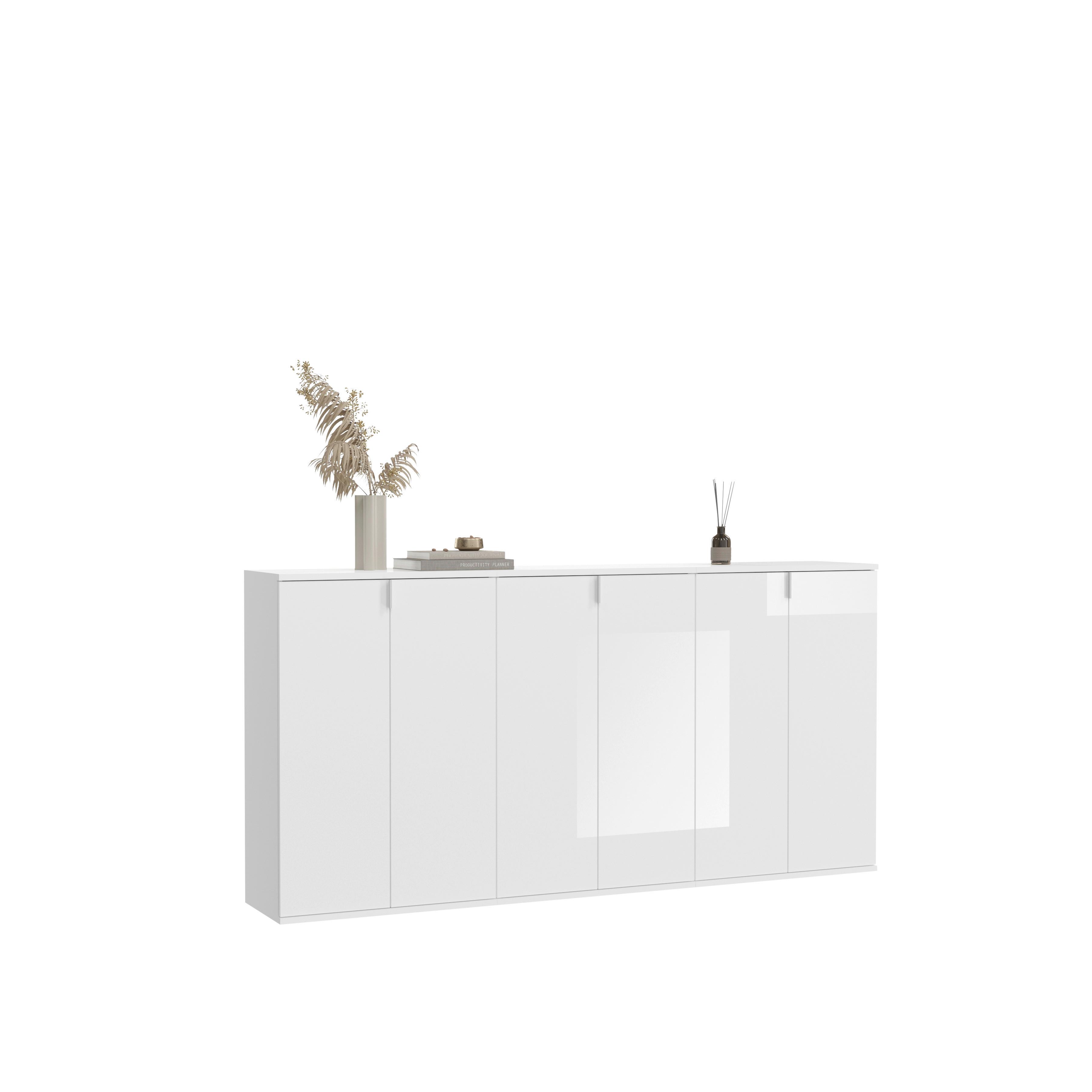 Sideboard Weiß Hochglanz, B: 183 cm
