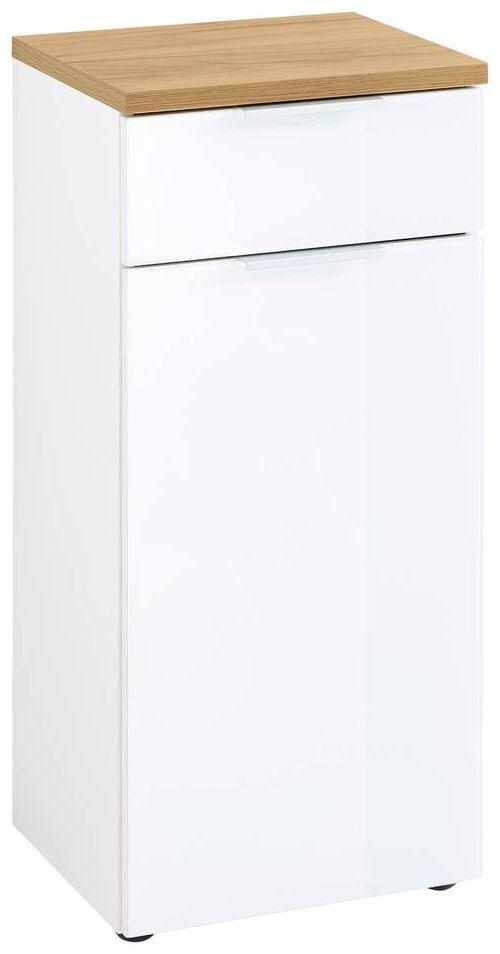Unterschrank Gw-Pescara B: 39cm Weiß - Eichefarben/Schwarz, Design, Glas/Holzwerkstoff (39/86/34cm) - Germania