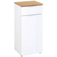 Unterschrank Gw-Pescara B: 39cm Weiß - Eichefarben/Schwarz, Design, Glas/Holzwerkstoff (39/86/34cm) - Germania