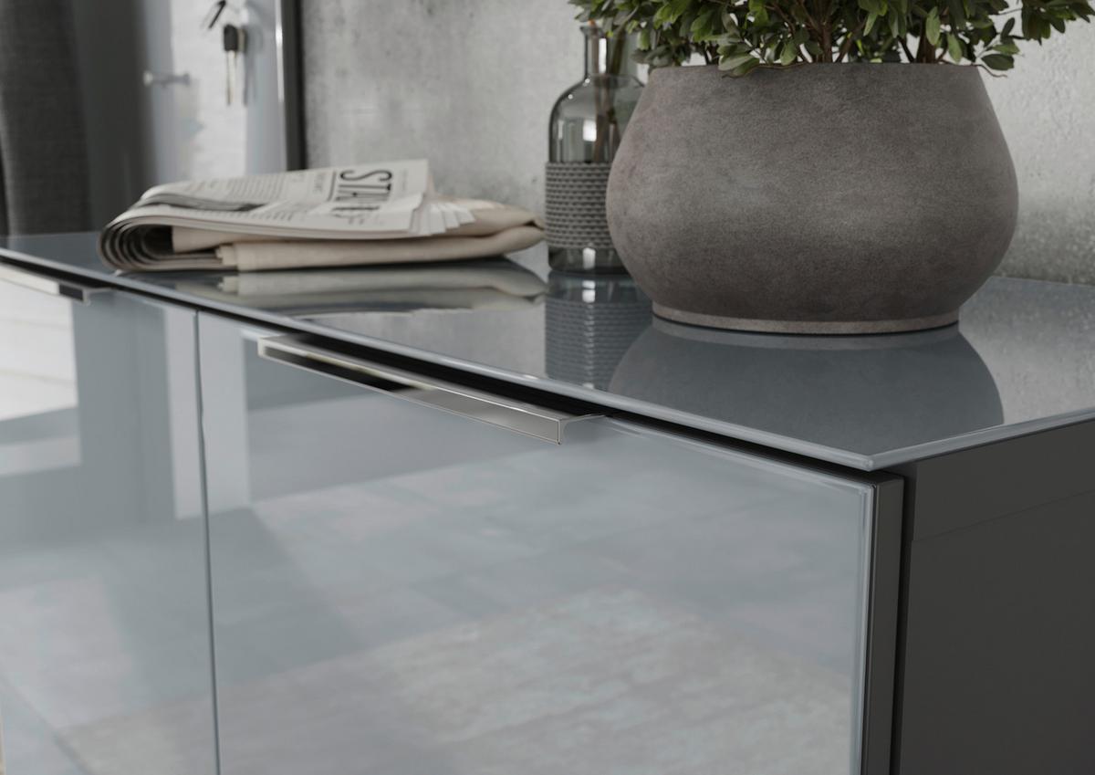 Schuhbank Genova Graphitfarben B: 97 cm - Silberfarben/Graphitfarben, MODERN, Glas/Holzwerkstoff (97/47/40cm) - Germania