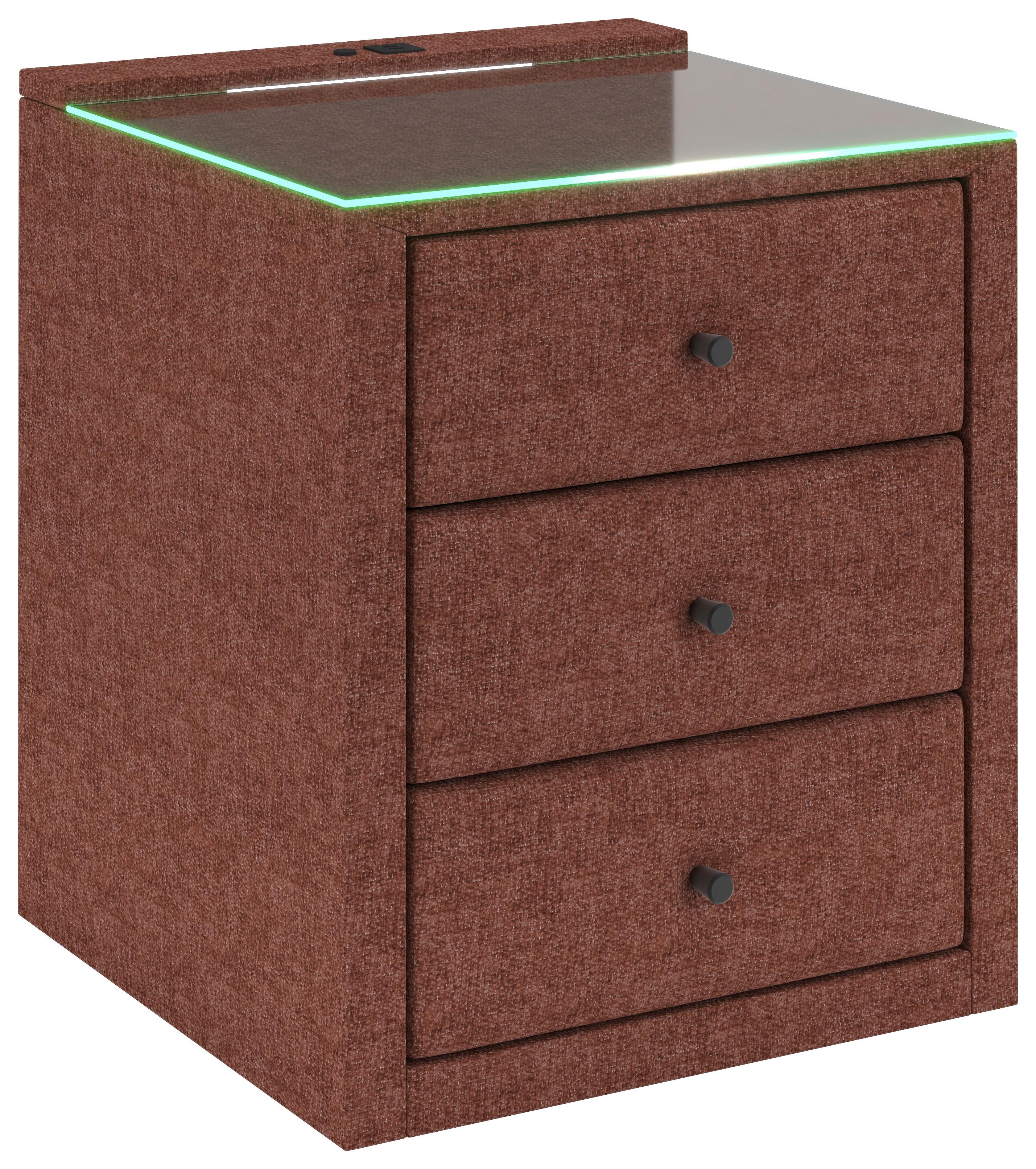 Nočný stolík UNIVERSAL červená - červená, Konventionell, kompozitné drevo/textil (48/68/45,5cm) - Premium Living