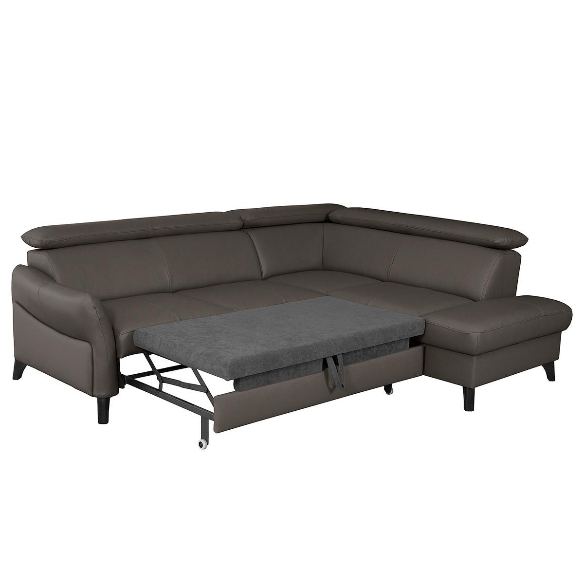 Ecksofa Note New Teilleder Dunkelbraun 244x199 - Dunkelbraun/Schwarz, Design, Leder/Textil (244/199cm) - Livetastic