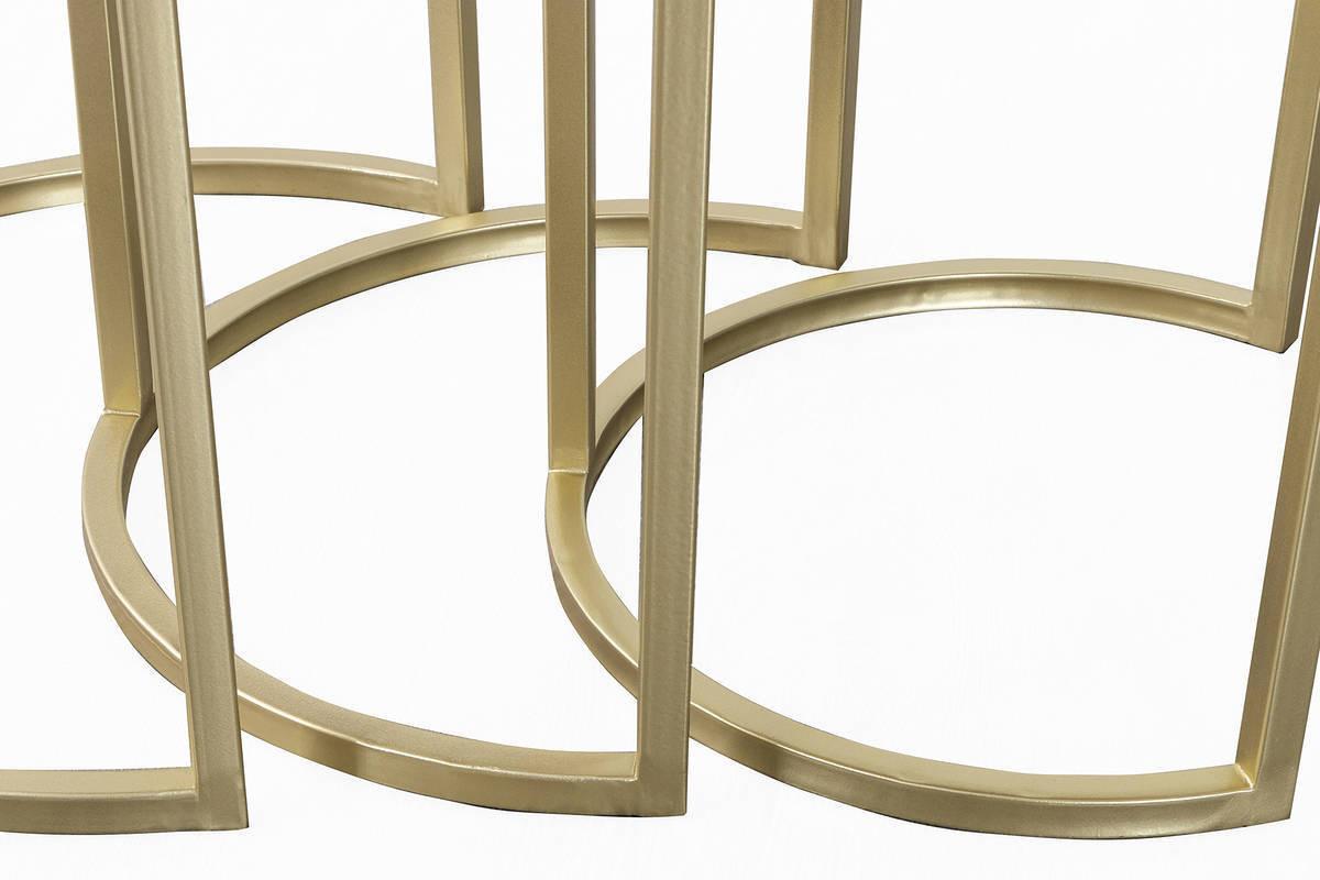Beistelltisch 3-Teilig Tria Grau/Goldfarben - Goldfarben/Grau, Trend, Stein/Metall - Kayoom