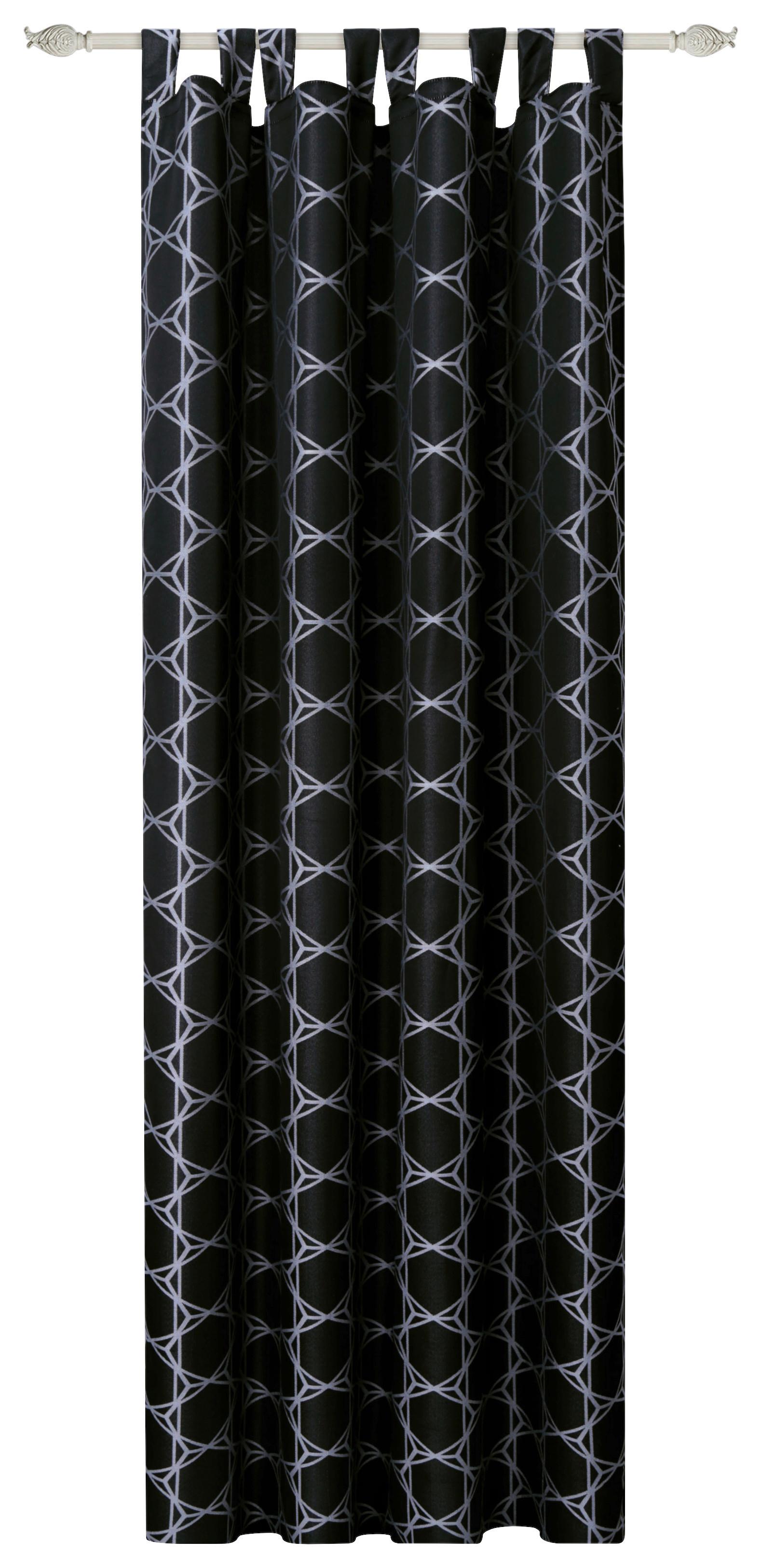 Vorhang Mit Schlaufen und Band Celine 140x255 cm Schwarz - Schwarz, MODERN, Textil (140/255cm) - Luca Bessoni