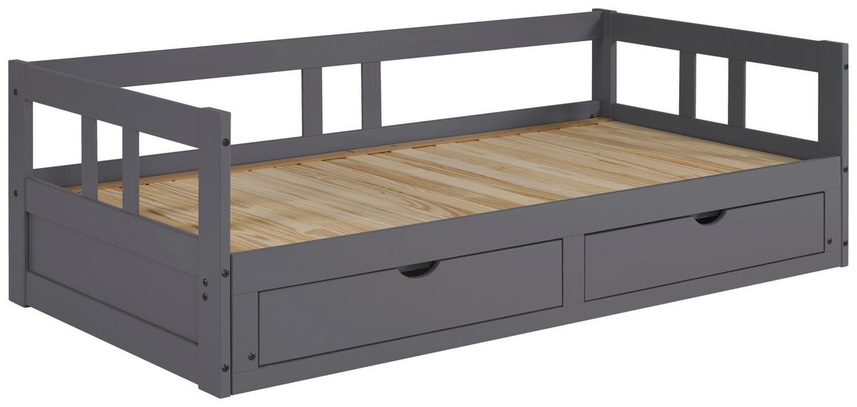 Ausziehbett Lattenrost / Stauraum 90x200 Cm Livio - Anthrazit/Naturfarben, ROMANTIK / LANDHAUS, Holz/Holzwerkstoff (90/200cm) - MID.YOU