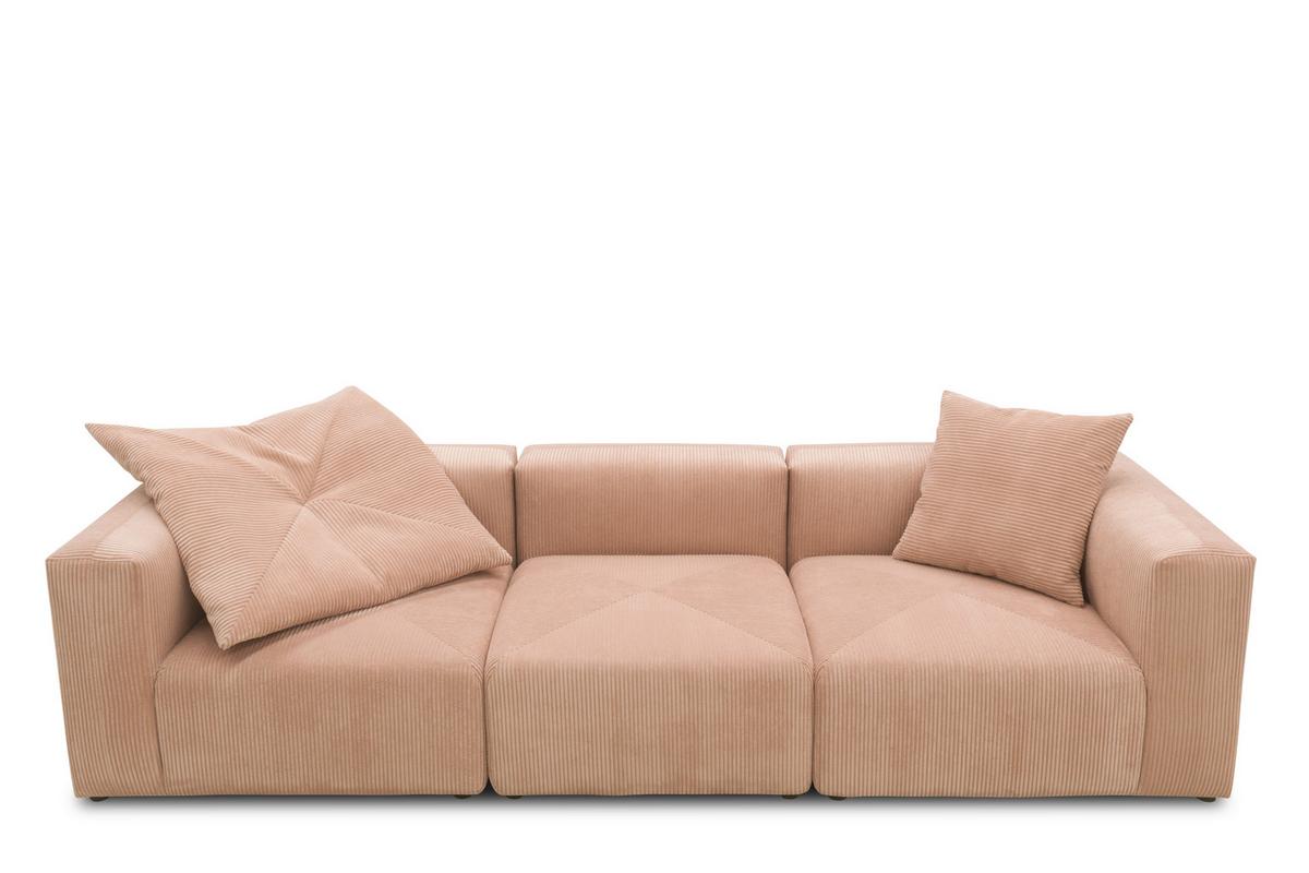 3-sitzer-sofa Rosa, Roségold B: 301 Cm - Roségold/Schwarz, Design, Textil (301/69/108cm) - MID.YOU