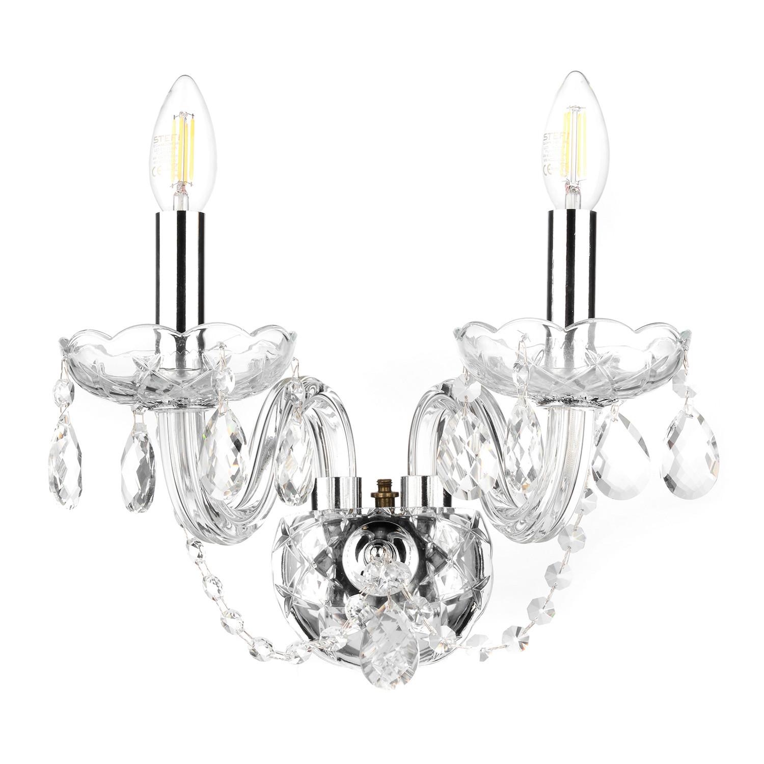 Wandleuchte 9095/Ap2c - Chromfarben/Transparent, KONVENTIONELL, Glas/Metall (32/30/20cm)