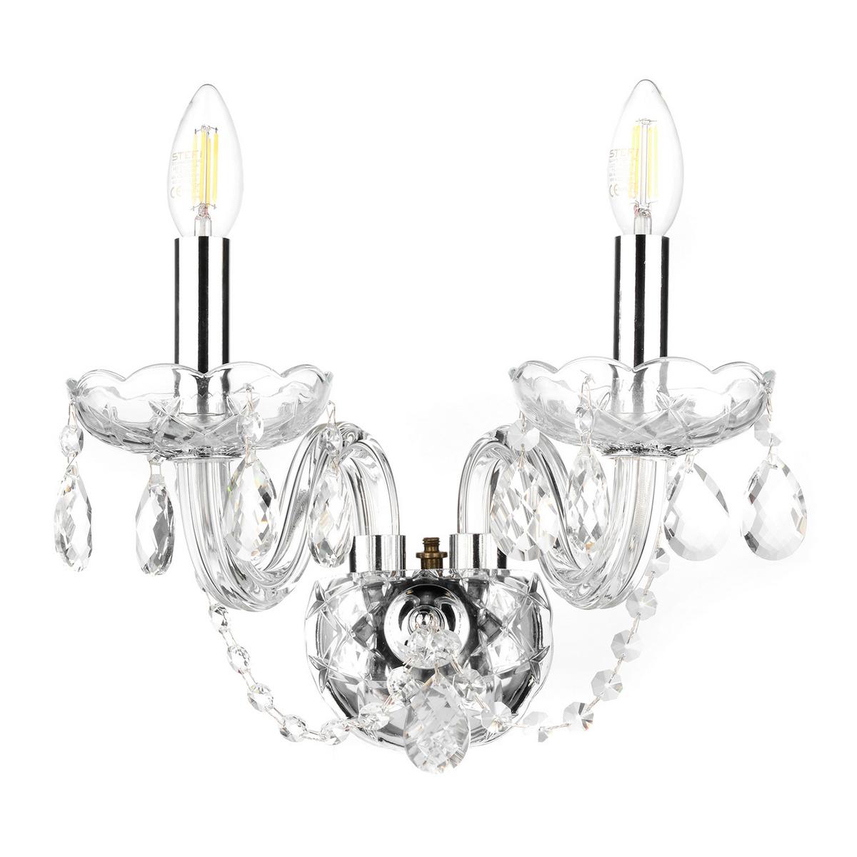 Wandleuchte 9095/Ap2c - Chromfarben/Transparent, KONVENTIONELL, Glas/Metall (32/30/20cm)