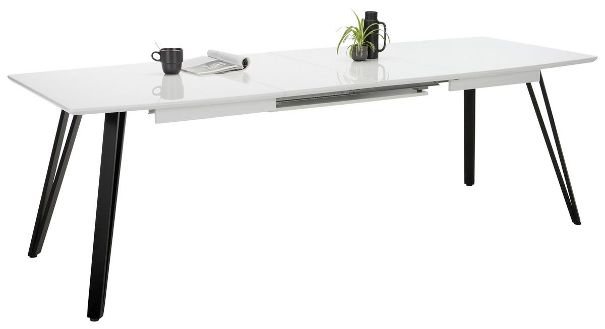 Rozťahovací stôl ISABELLE 160-240x90cm - čierna/biela, Modern, kov/kompozitné drevo (160-240/76/90cm) - Mömax