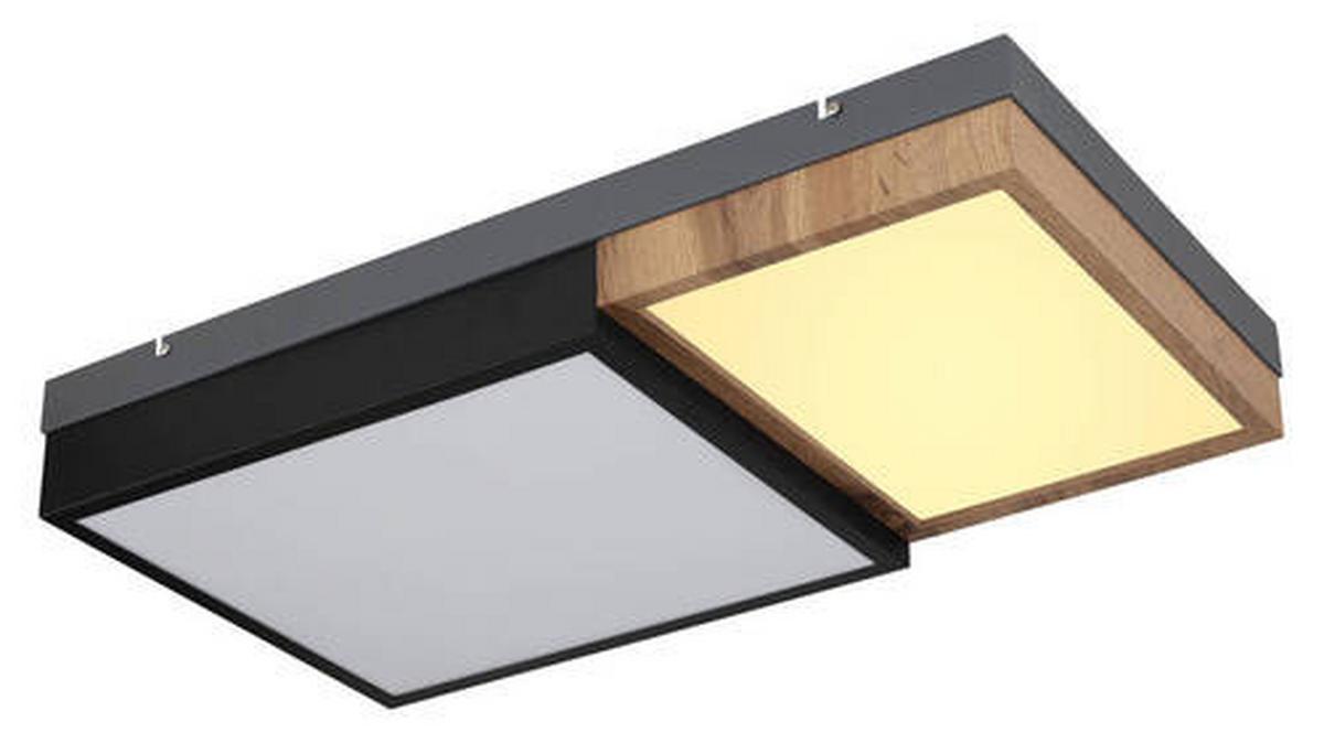 Led Mennyezeti Lámpa 67286-30 - fekete/opál, Natur, műanyag/faalapú anyag (65/35/9cm) - Globo