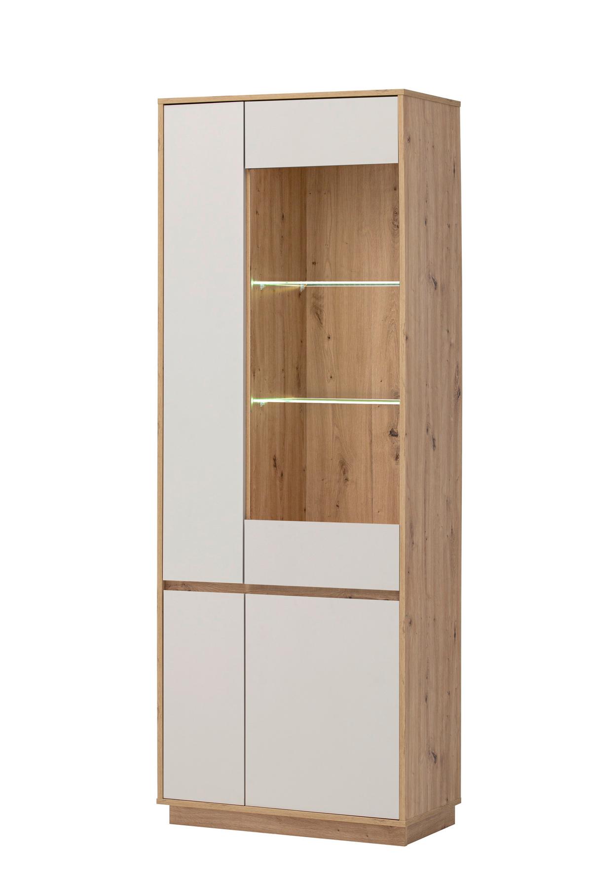 Vitrine Sonora Kaschmir/Eiche B: 75cm - Kaschmir/Eiche Artisan, Design, Glas/Holzwerkstoff (75/205/40cm) - MID.YOU