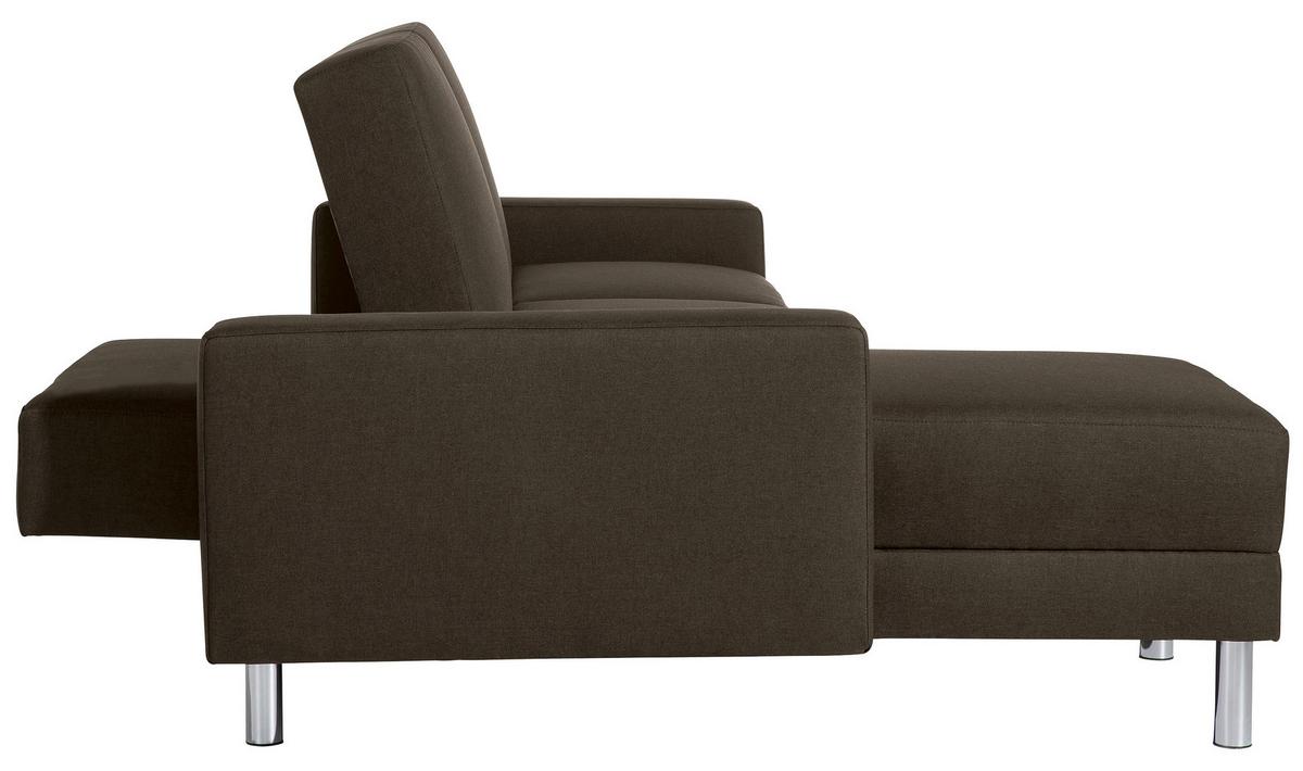 Ecksofa mit Schlaffunktion Just Fashion Braun - Chromfarben/Braun, KONVENTIONELL, Textil (152/230cm) - Max Winzer