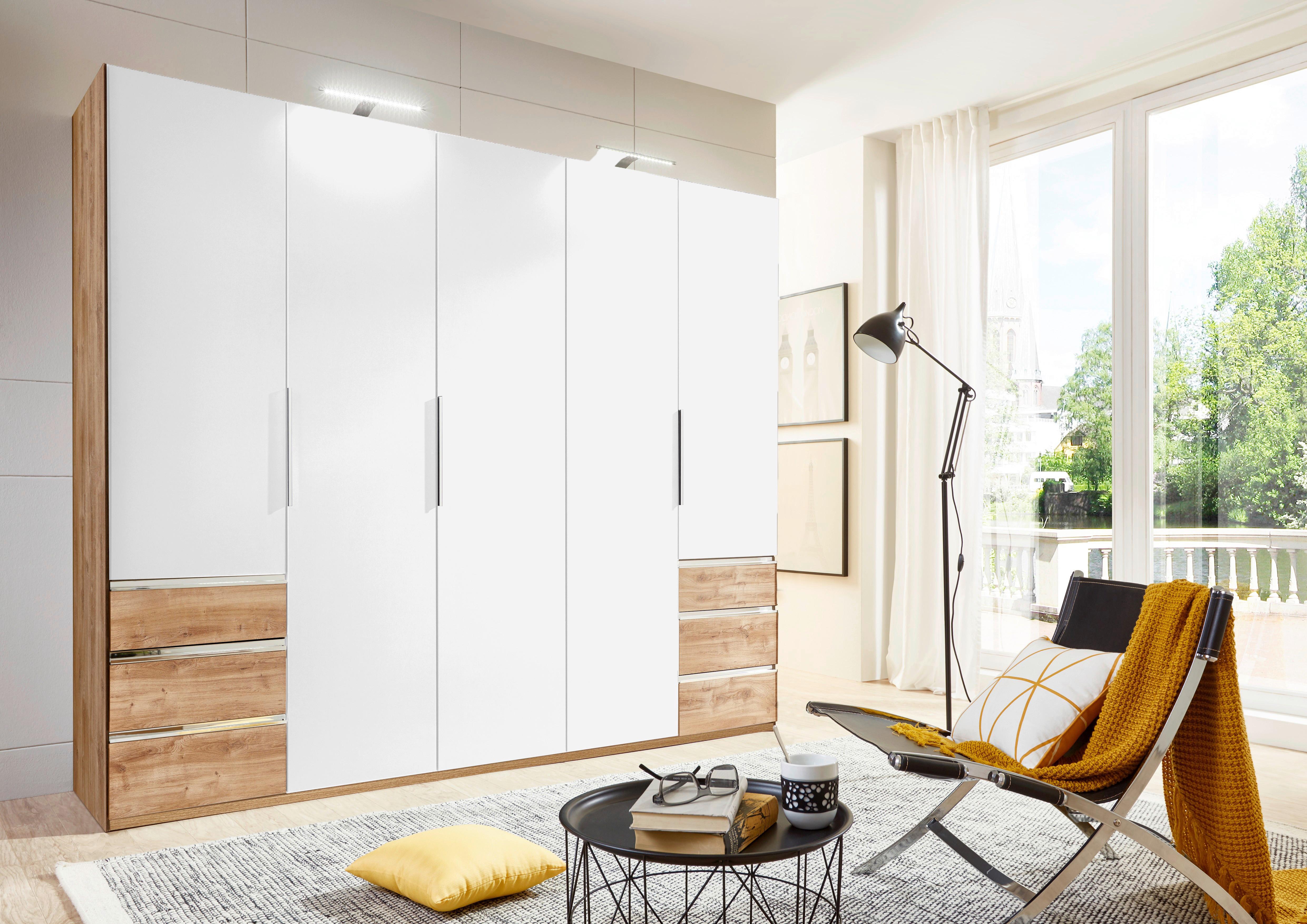 Drehtürenschrank Mit Laden B: 250 Cm Level, Weiß/eiche Dekor - Eichefarben/Weiß, MODERN, Holzwerkstoff (250/236/58cm) - MID.YOU