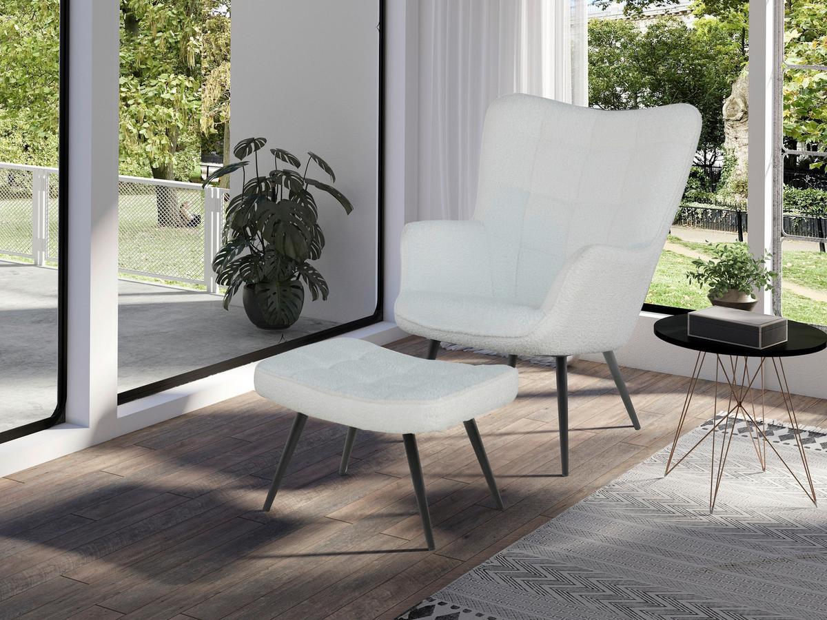 Hocker Uta Elfenbein B: 60 Cm - Elfenbein/Schwarz, Basics, Textil (60/39/41cm) - MID.YOU