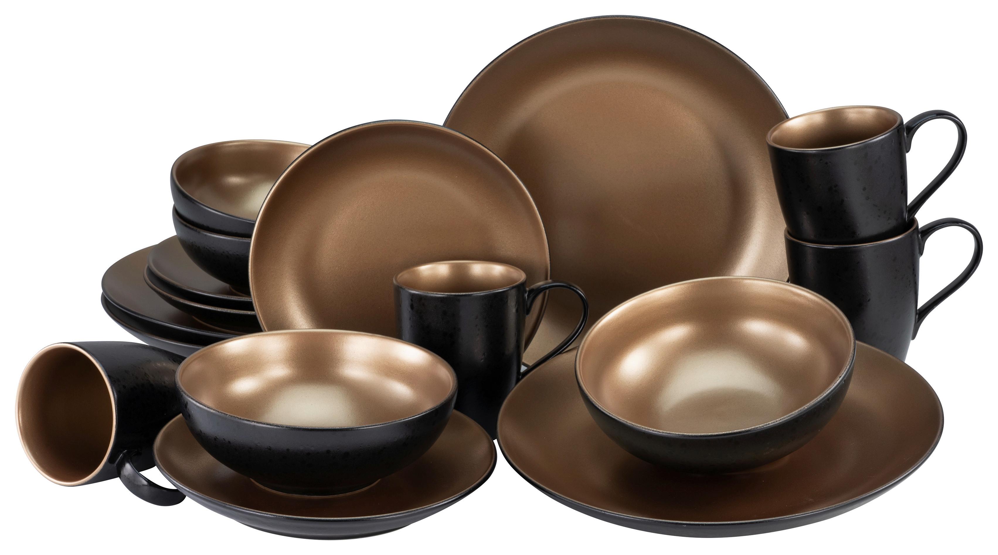 Kombinovaná souprava 16-dílná - černá/barvy zlata, Trend, keramika (33/35/34cm) - Creatable