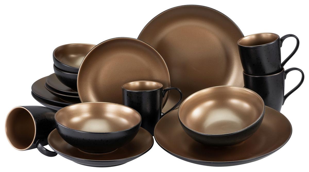 Kombinovaná souprava 16-dílná - černá/barvy zlata, Trend, keramika (33/35/34cm) - Creatable