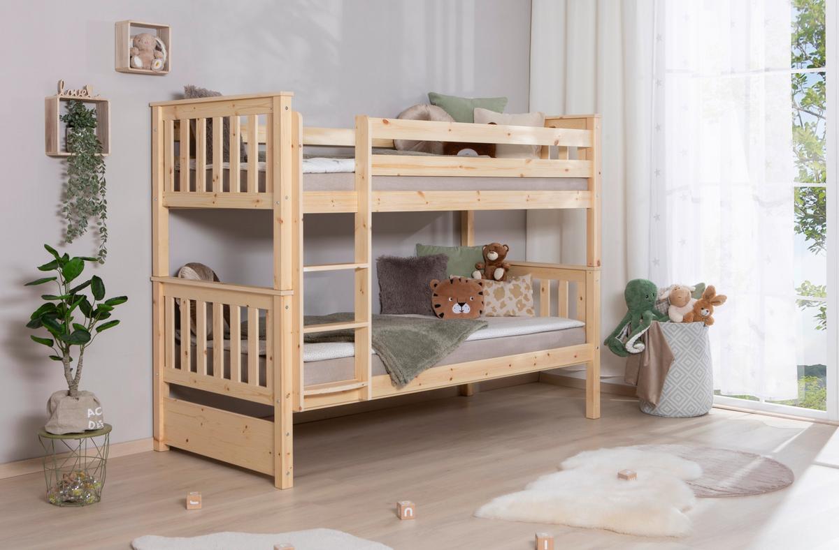 Etagenbett Sammy Kiefer Massiv 90 Cm M. Absturzsicherung - Naturfarben, MODERN, Holz (90/200cm) - MID.YOU