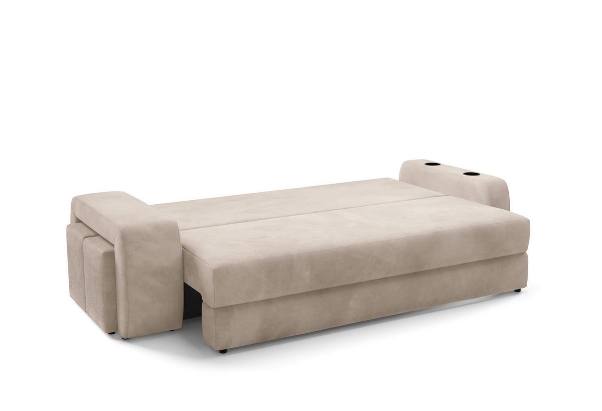 Schlafsofa Ines Beige B: 258cm - Beige/Schwarz, Design, Textil (258/98/95cm) - Livetastic