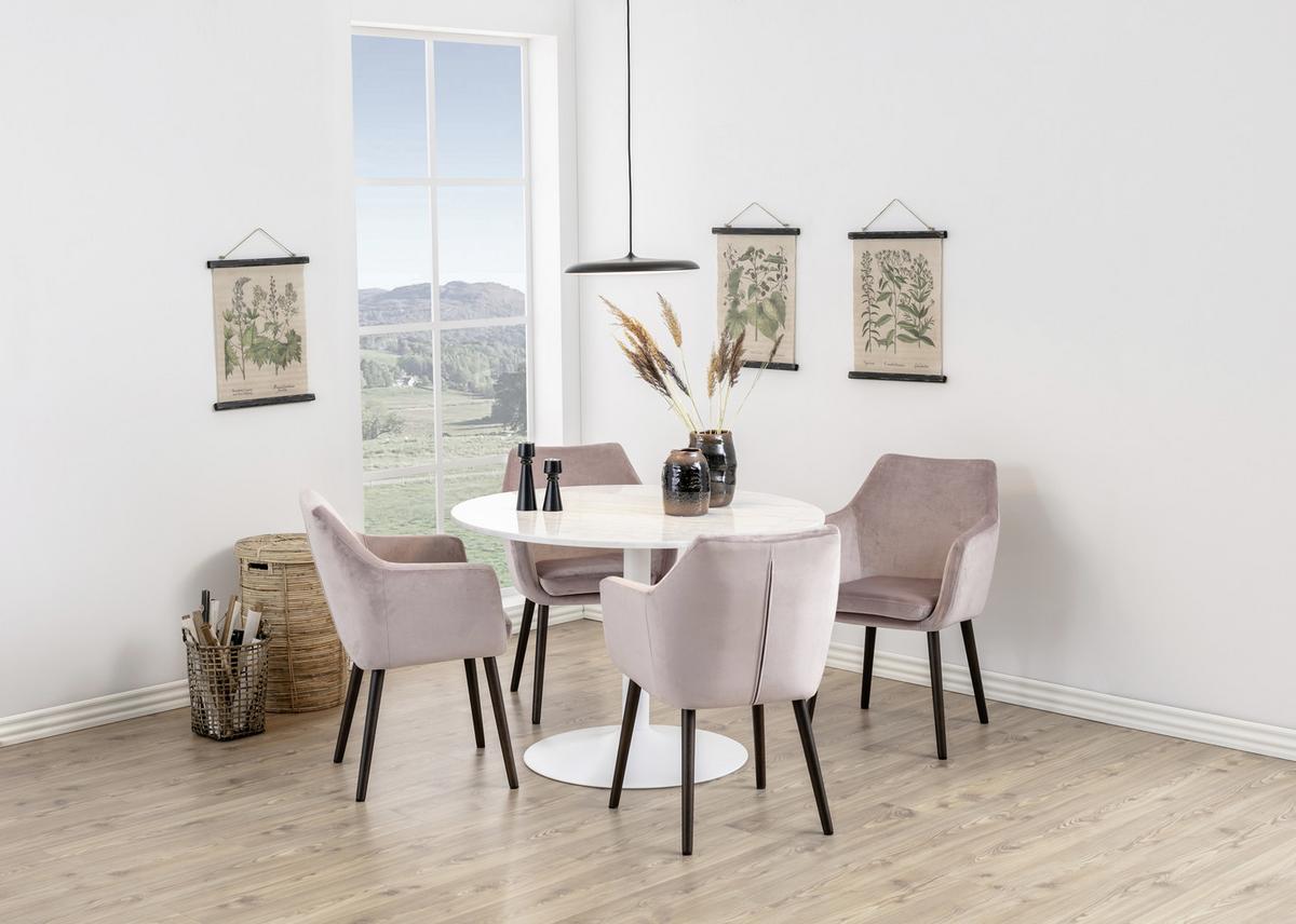 Jedálenský stôl TARIFA 110 - biela, Trend, kov/kameň (110/75cm) - Livetastic