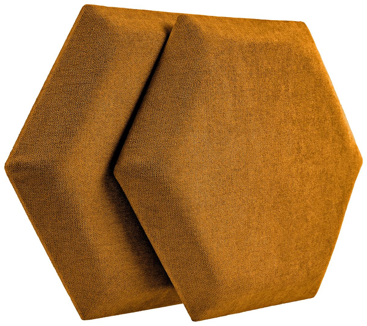 čalouněný panel 2ks, 36x32cm hexagon, medová - medová, Basics, textil (36/32/4cm) - MID.YOU