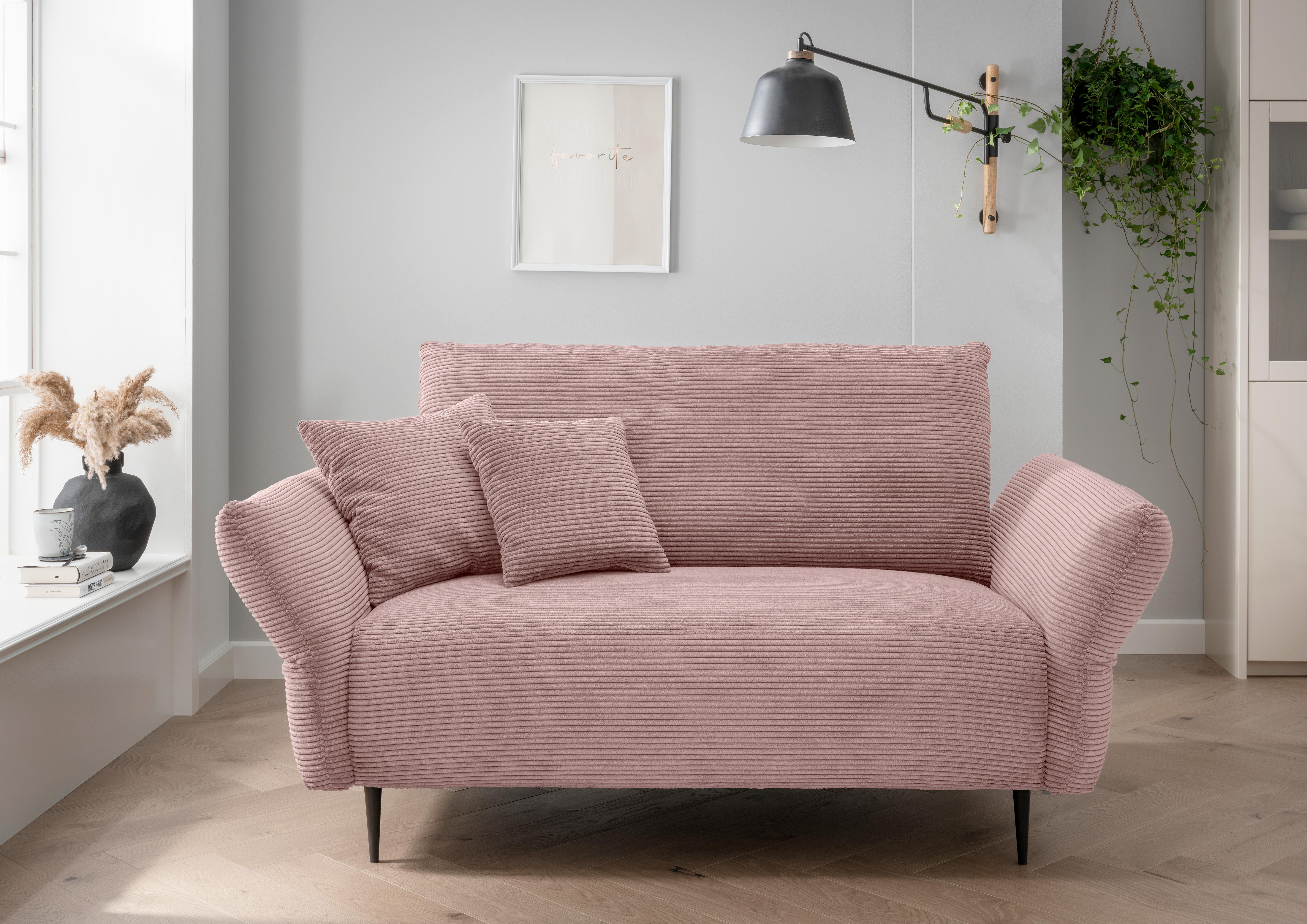 2-Sitzer-Sofa Vanilla Rosa - Schwarz/Rosa, Design, Textil (163/97/102cm) - Livetastic