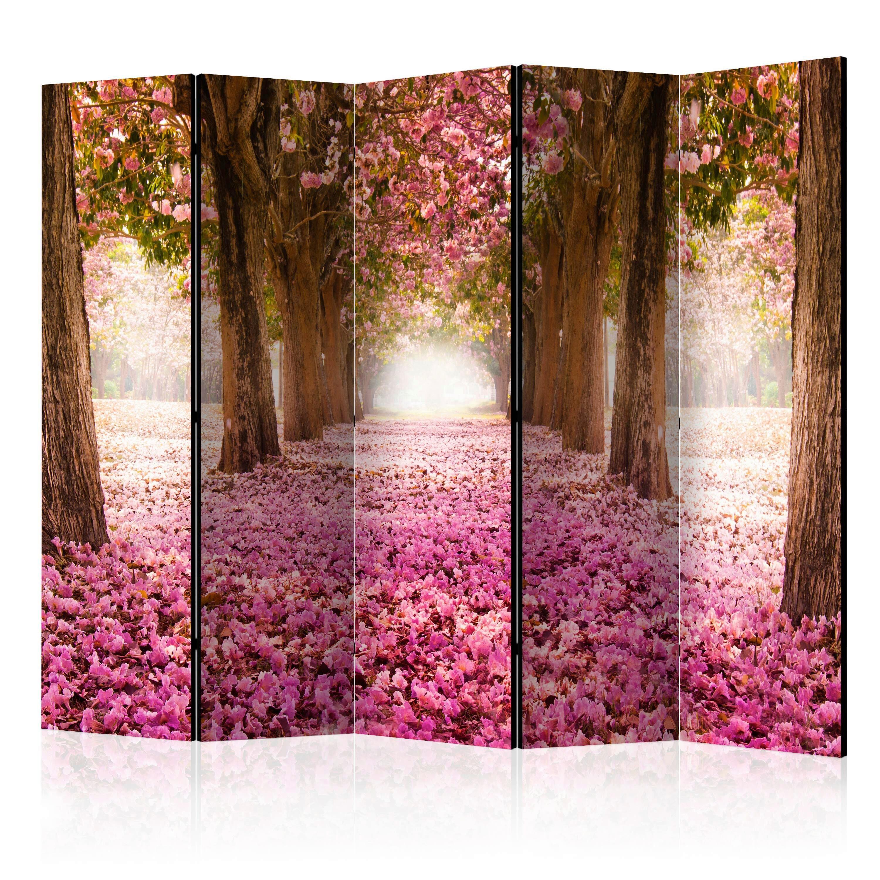 PARAVENT Braun Pink B: 225 cm - Pink/Braun, Basics, Holz/Textil (225/172/3cm) - artgeist