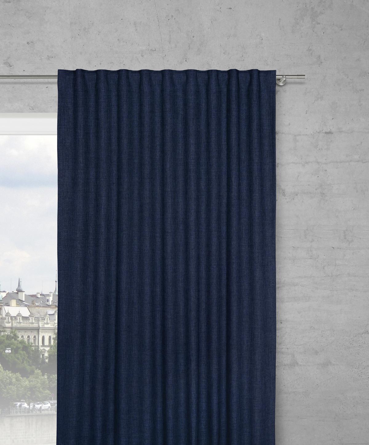 HOTOVÝ ZÁVES LEO, 135/255cm, tm.modrá - tmavomodrá, textil (135/255cm) - Premium Living