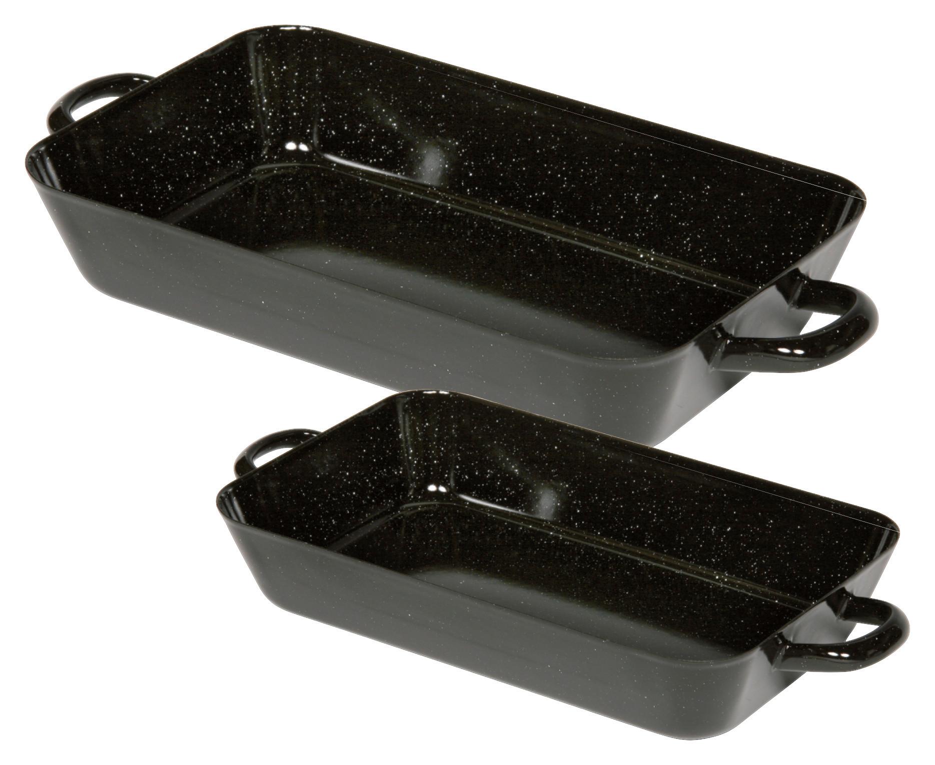 Auflaufform Eisen 2-Er Set Profi B/T: 29/18 cm - Schwarz, KONVENTIONELL, Metall - Riess