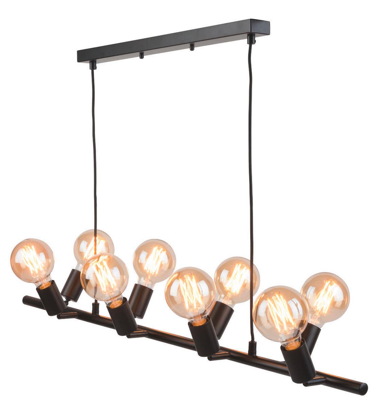 Hängeleuchte Miami H: 28-175cm 8-Flammig Höhenverstellbar - Schwarz, Design, Metall (105/28/28-175cm) - It's about Romi