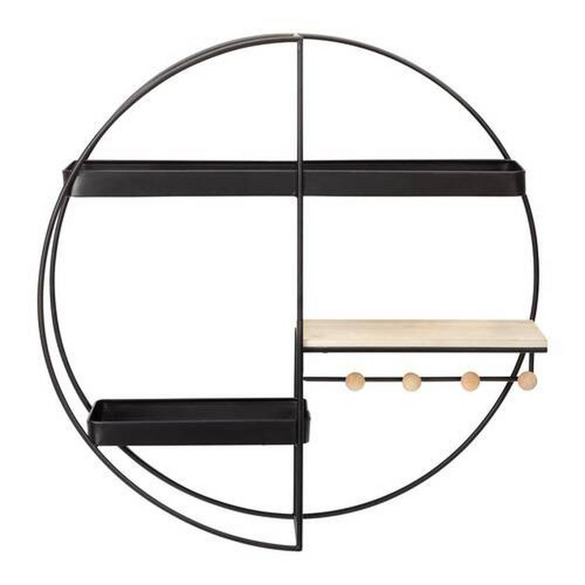 Nástěnný regál LELIA - černá/přírodní barvy, Moderní, kov/dřevo (60/60/16,5cm) - Bessagi Home