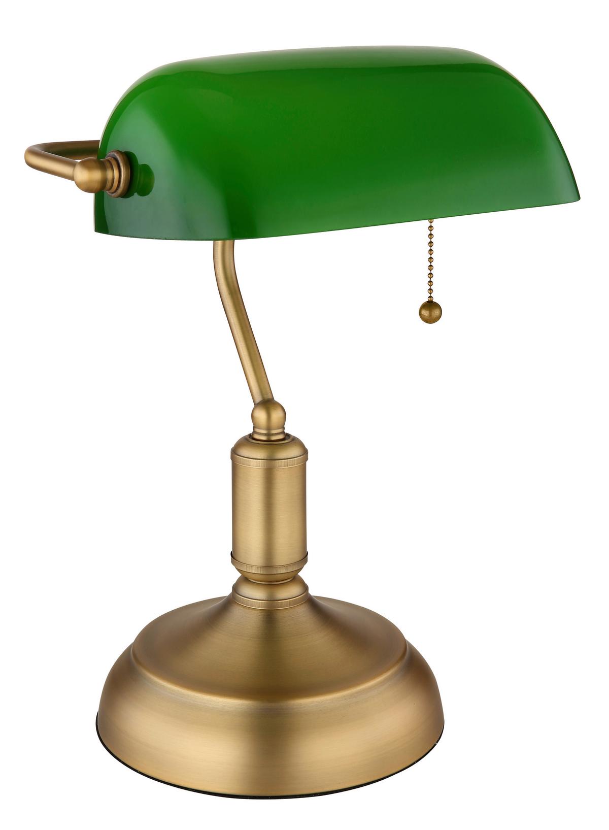 Tischleuchte 2491a - Messingfarben/Weiß, KONVENTIONELL, Glas/Metall (26,5/18/36cm) - Globo