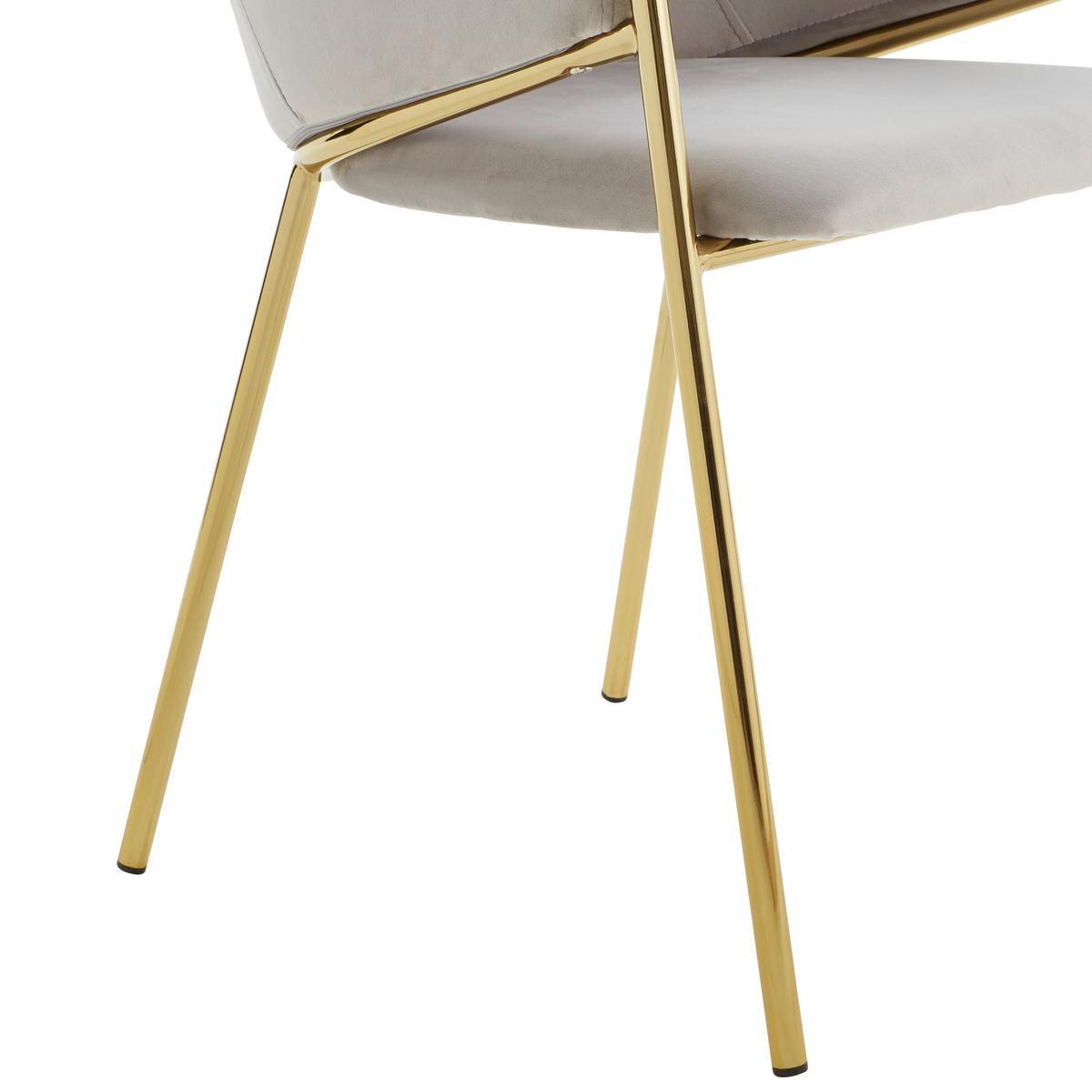 Armlehnstuhl-set Kronos -Trend Hellgrau/gold - Goldfarben/Hellgrau, Trend, Textil/Metall (53/77/60cm) - Livetastic