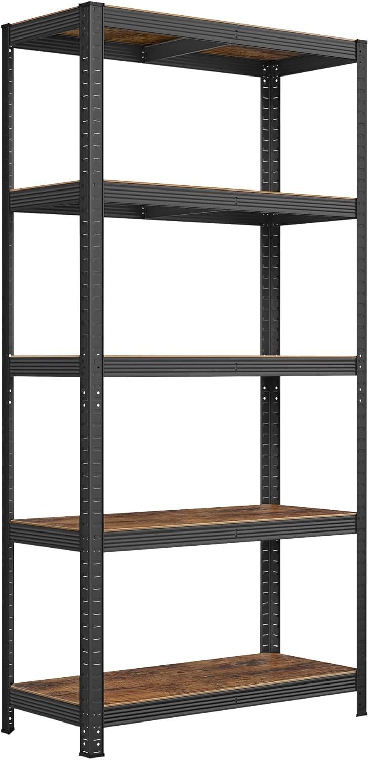 Schwerlastregal Braun, Schwarz B: 90 Cm - Schwarz/Braun, Basics, Holzwerkstoff/Metall (90/180/40cm)