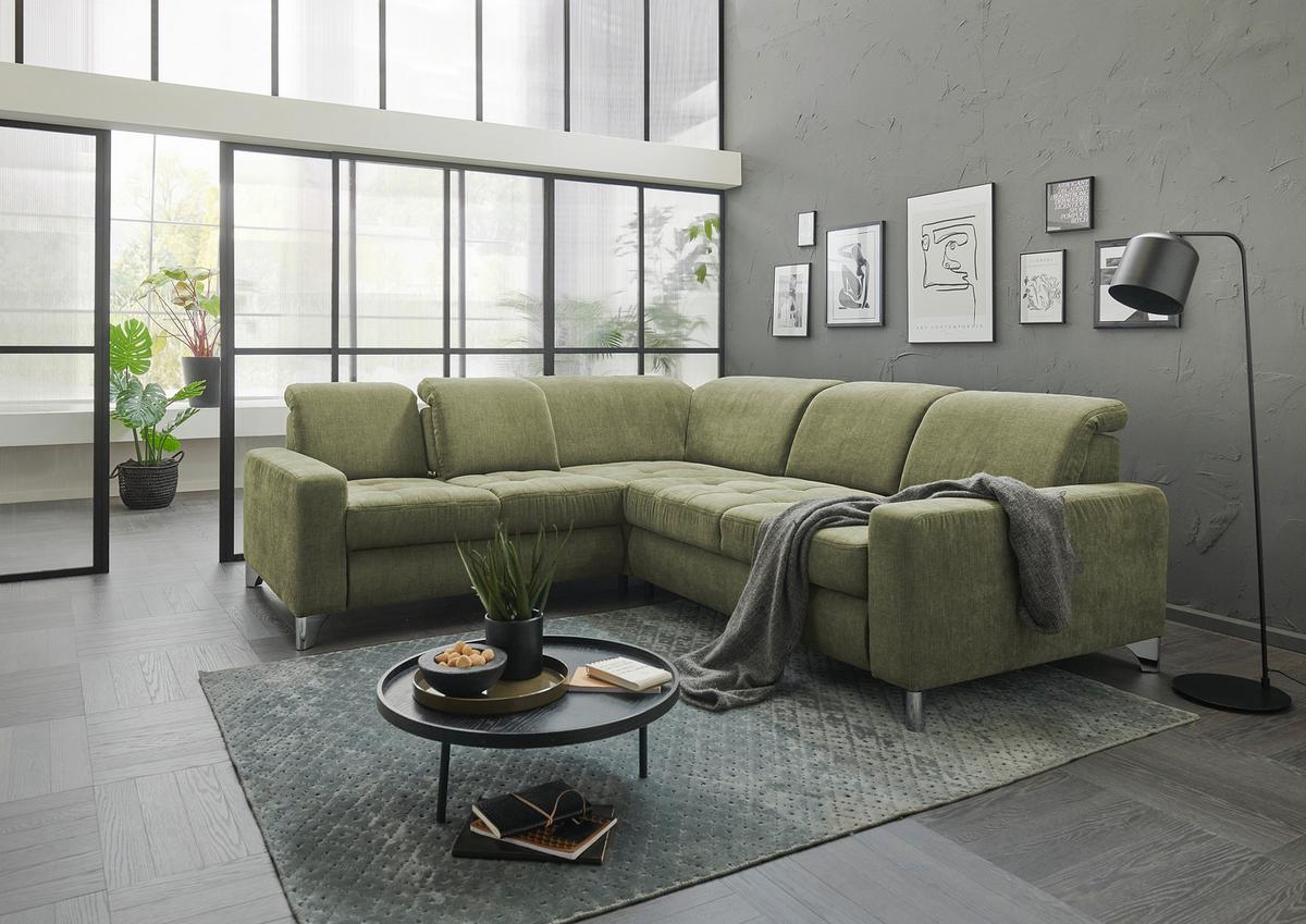 Rohová sedačka GULL, levá, světle zelená - barvy stříbra/světle zelená, Moderní, kov/textil (246/272cm)