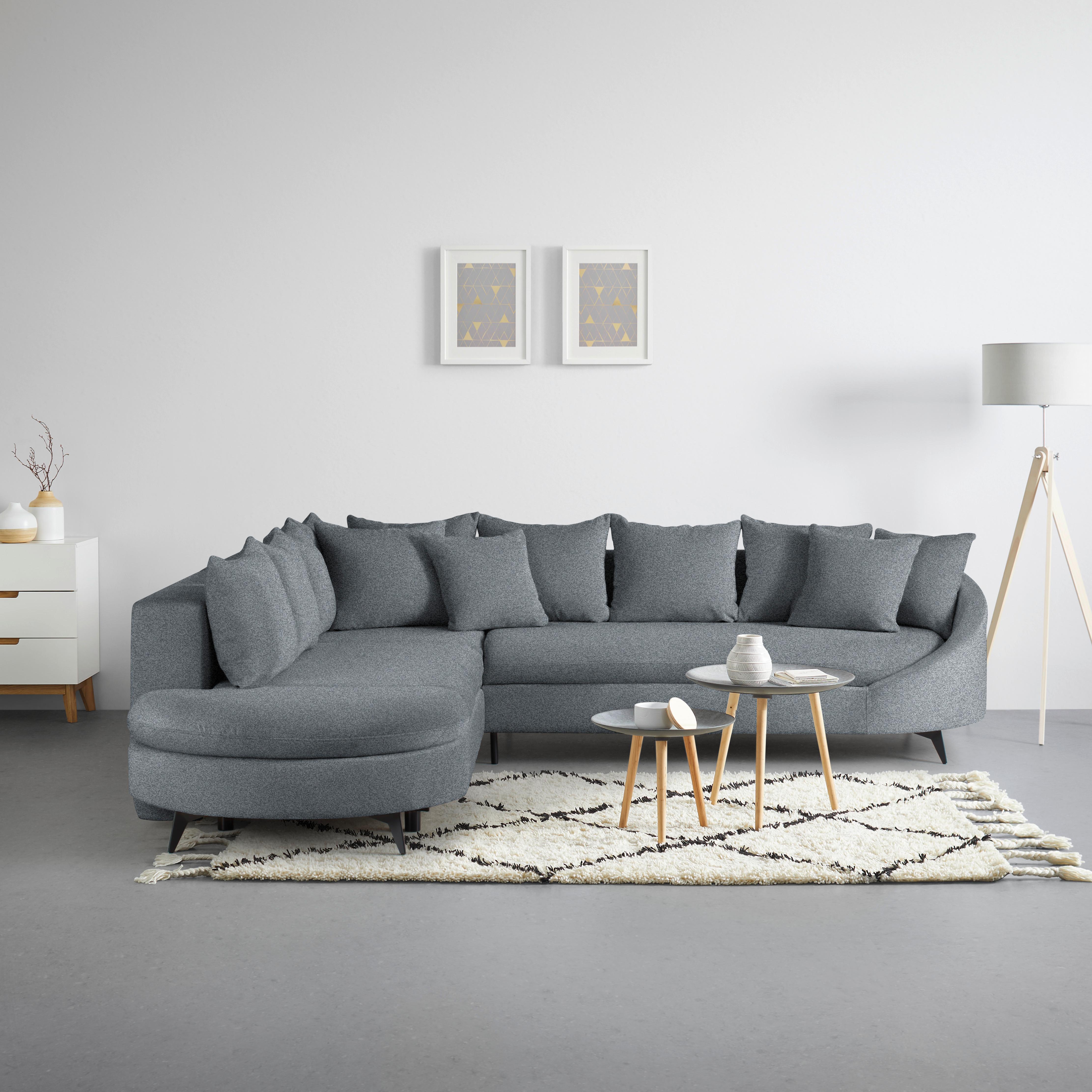 Rohová sedačka AXEL, levá, šedá tkanina - šedá/černá, Moderní, kov/textil (250/291cm) - Mömax