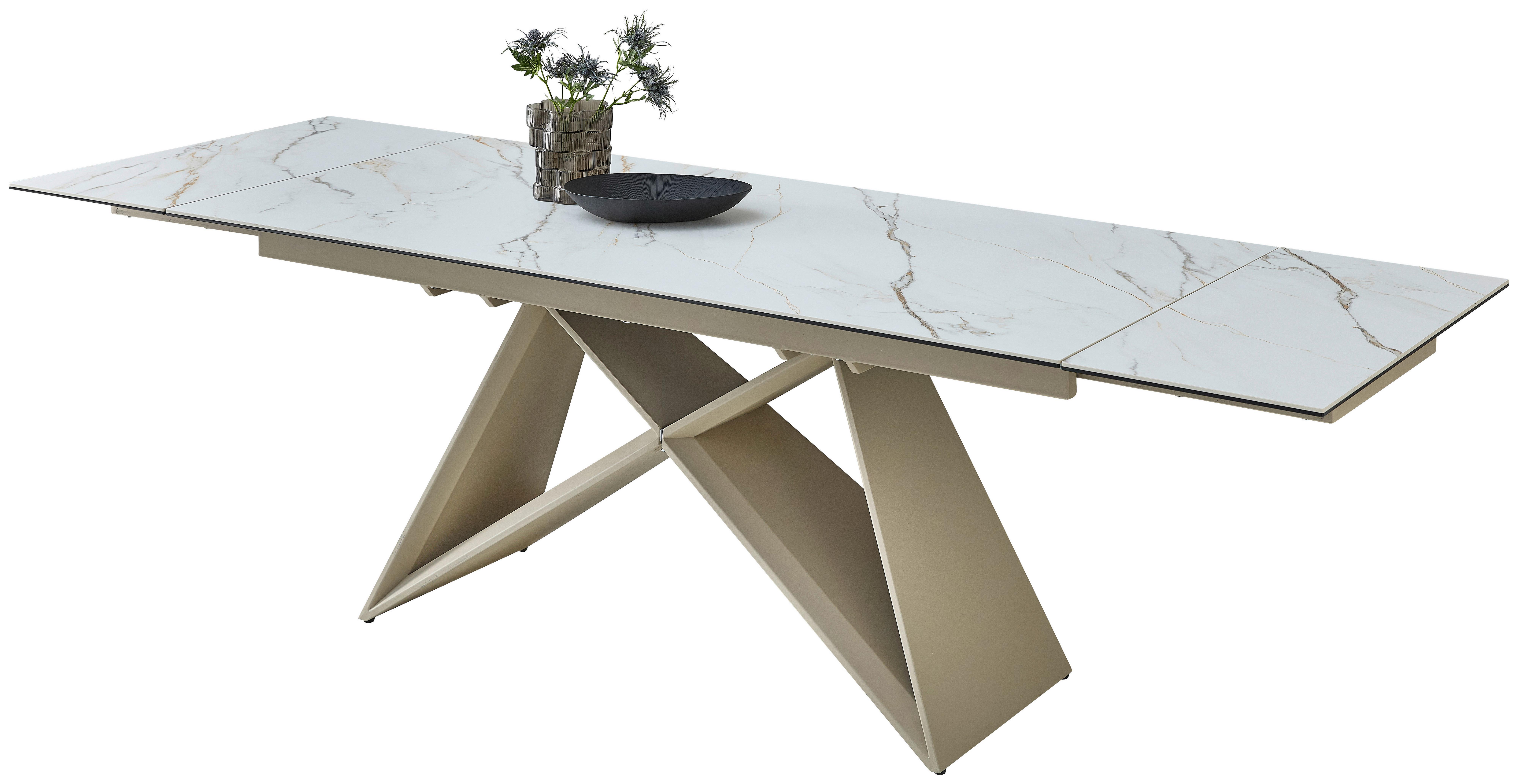 Esstisch Jamiro Ausziehbar 180-260x76x90 cm Beige/Weiß - Beige/Weiß, MODERN, Keramik/Metall (180-260/76/90cm) - MID.YOU