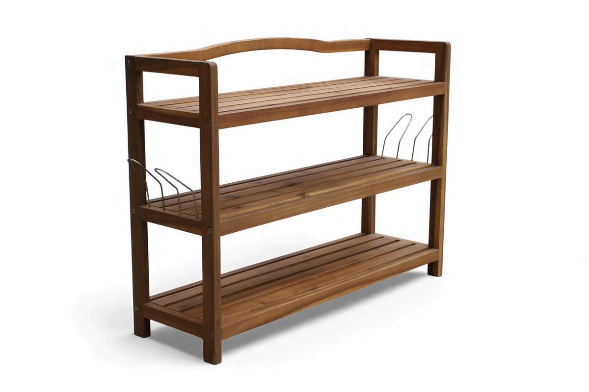 Schuhregal aus Akazie 3 Etagen 74x82x26 cm - Akaziefarben, Basics, Holz (74/82/26cm)